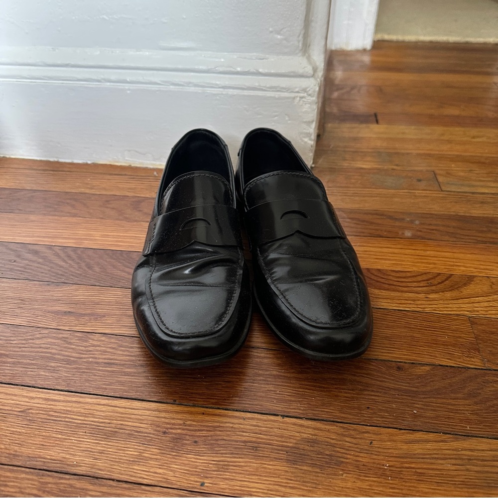 Prada Black Leather Penny Loafers - Picture 3 of 6